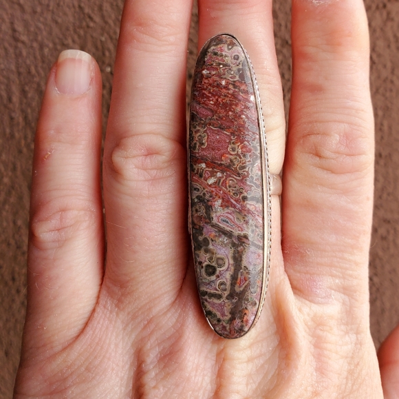 New Huge Leopard Skin Jasper 925 Silver Statement Ring. - Picture 9 of 12